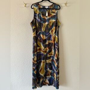 NWT Luxology Lightweight Sleeveless Maxi Dress 3X Fall Colorway Abstract Summer